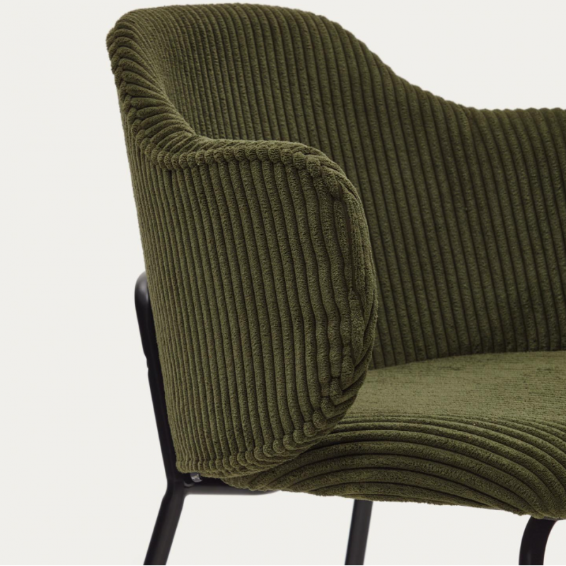 Yunia Velours Côtelé Épais Vert - CHAISES DE SALLE À MANGER